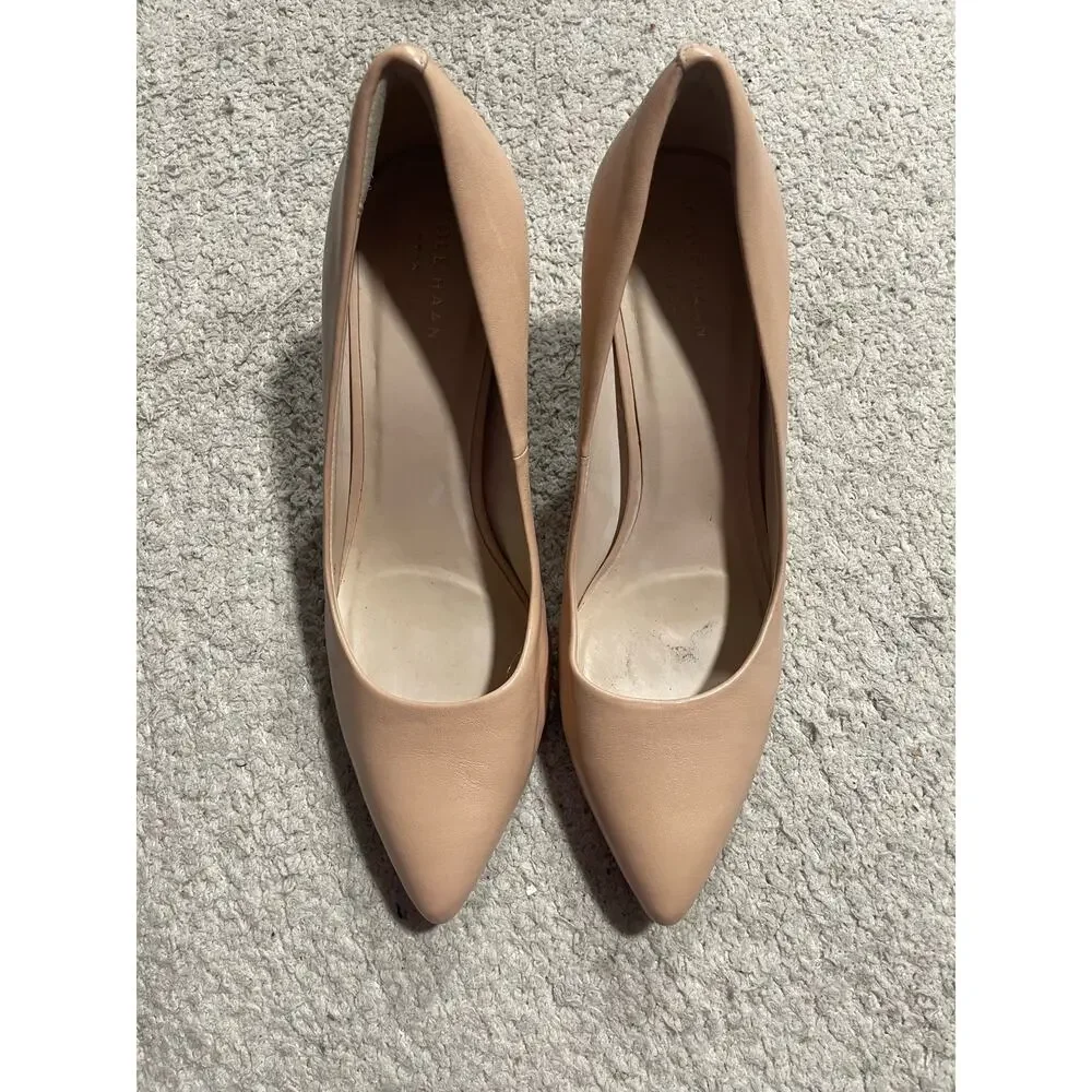 Cole Haan Womens 8.5 B Grand.0S Abigail Nude Pointed Toe Leather Heels W04840